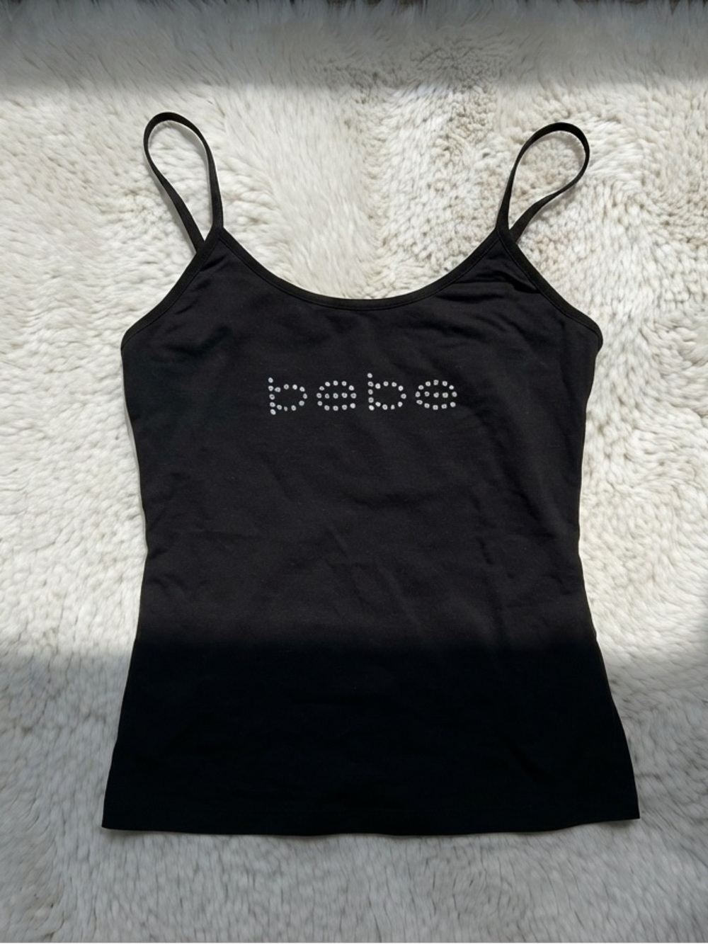 bebe Black Rhinestone Logo Camisole